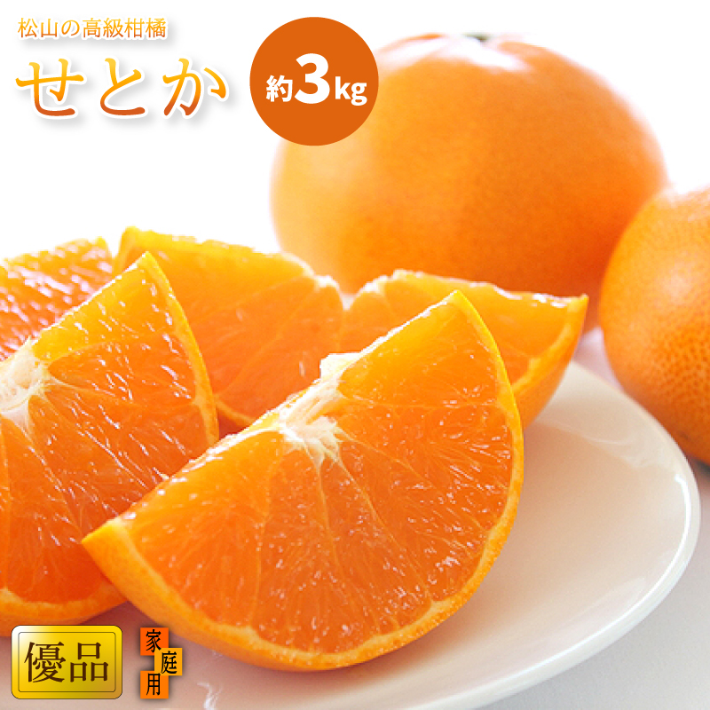 【2月中旬から発送】せとか 家庭用(優品) 約3kgフルーツ 果物 みかん オレンジ 柑橘 愛媛県松山市 愛媛県 松山市 愛媛 松山 常温 常温便 常温配送 常温発送