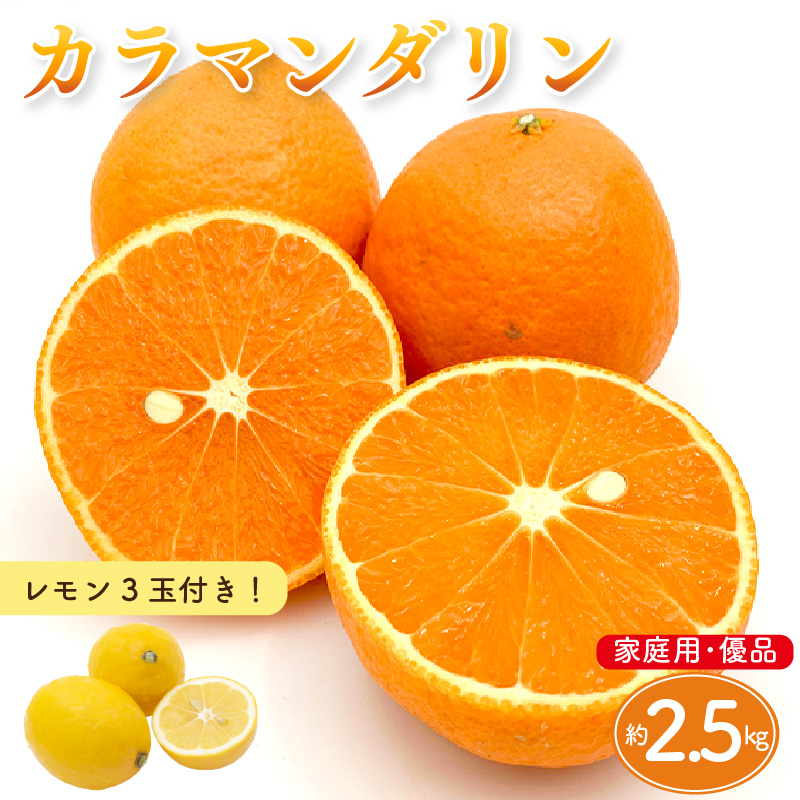 【先行予約】カラマンダリン 家庭用(優品) 約2.5kg & 瀬戸内海の島レモン 3玉 セット | 柑橘 レモン みかん 蜜柑 mikan 檸檬 オレンジ かんきつ セット【2026年3月下旬頃から発送予定】 瀬戸内海 愛媛県 松山市 ココオ Koko'o
