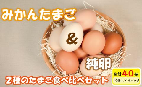 みかんたまご と 純卵-じゅんたまご 2種の卵食べ比べセット 計40個(10個×4パック) ※割れ保証5個
