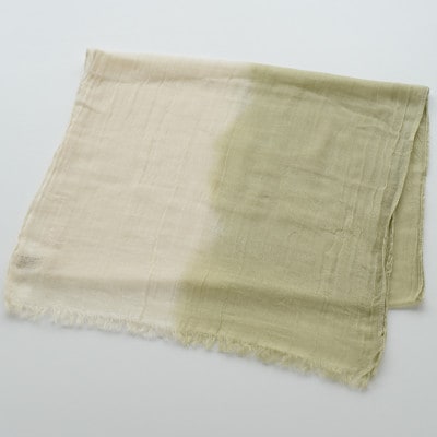 草木染 オーガニックコットン ストール 半染め (グリーン) 【I000360G】