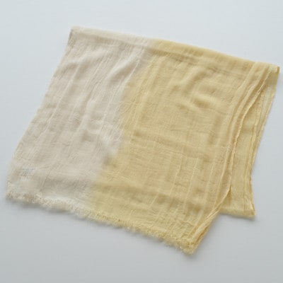 草木染 オーガニックコットン ストール 半染め (イエロー) 【I000360Y】
