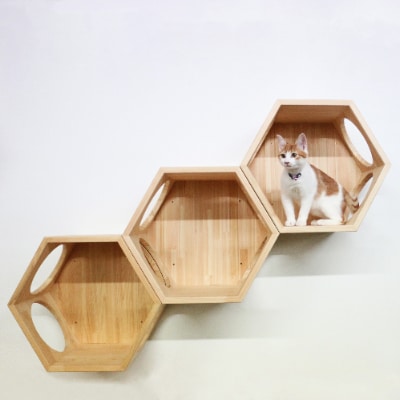 ネコロク(国産ヒノキのキャットステップ)【E-57】