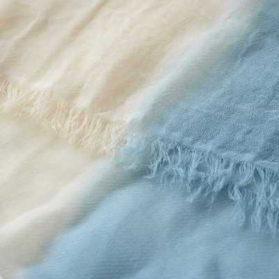 草木染 オーガニックコットン ストール 半染め (ブルー) 【I000360B】