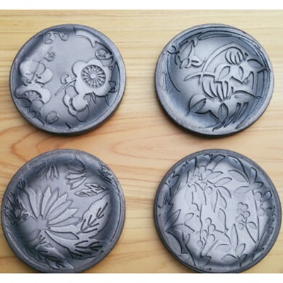 菊間瓦 コースター(花) 丸型4枚セット 【VD00230】