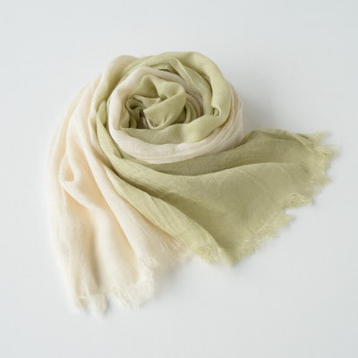 草木染 オーガニックコットン ストール 半染め (グリーン) 【I000360G】