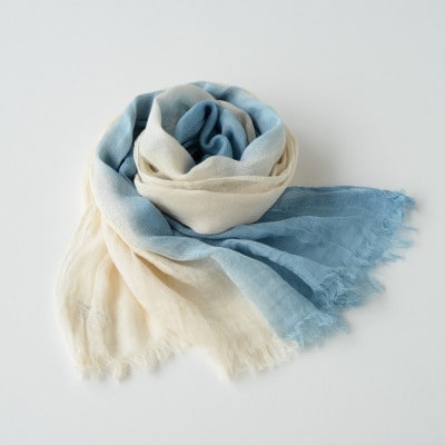 草木染 オーガニックコットン ストール 半染め (ブルー) 【I000360B】