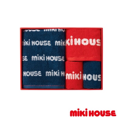 (今治タオル) ミキハウス　フェイス＆ハンド＆ミニタオル2枚セットBOX付き【I001680】