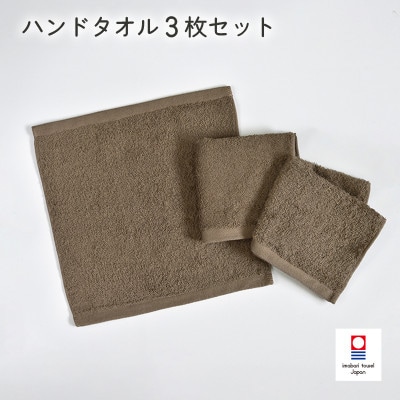 (今治タオル)ミニマルタオル ハンドタオル 3枚 ブラウン【I002140WT3BR】