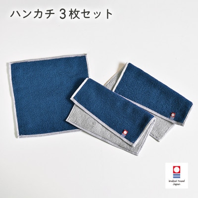 (今治タオル)キャンバスタオル　ハンカチ　3枚セット(ネイビー)【I002150HT3NV】