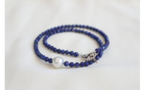 パール 2WAY チョーカー ブレスレット ラピスラズリ 42cm 暁工房 ネックレス 真珠 アクセサリー アコヤ真珠 本真珠 ファッション カジュアル 国産 愛媛 宇和島 A060-002012