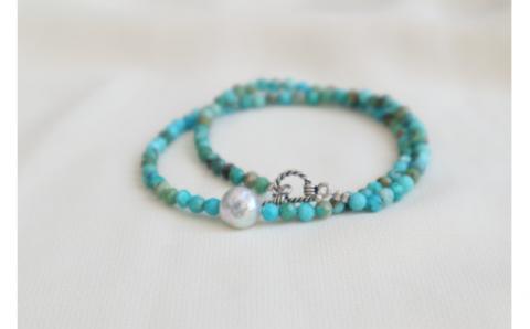 パール 2WAY チョーカー ブレスレット ターコイズ 38.5cm 暁工房  ネックレス 真珠 アクセサリー アコヤ真珠 本真珠 ファッション カジュアル 国産 愛媛 宇和島 A060-002014