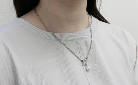 マンテルチェーン パールネックレス 8.5-9.0mm Npearl シルバー アクセサリー アコヤ真珠 パール ネックレス ファッション 特産品 国産 真珠 愛媛 宇和島 A080-166001