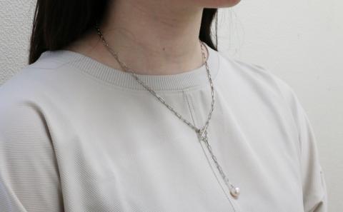 真珠 パールネックレス ペンダント 8.5-9.0mm あこや真珠 ジュエリー マンテルチェーン Y字 Npearl シルバー アクセサリー あこや本真珠 本真珠 パール ネックレス ファッション 特産品 国産 真珠 愛媛 宇和島 A088-166003