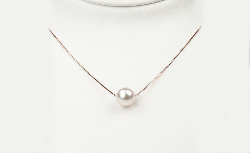 本真珠 パール 花珠 真珠 一粒 パールネックレス 8.0-8.5mm ピンクゴールド 宇和海真珠 A150-102004