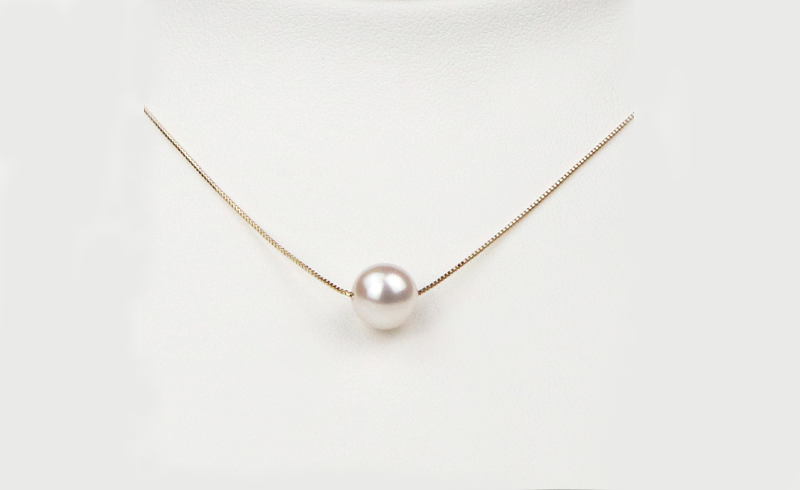 本真珠 パール 花珠 真珠 一粒 パールネックレス 8.0-8.5mm イエローゴールド 宇和海真珠 A150-102005