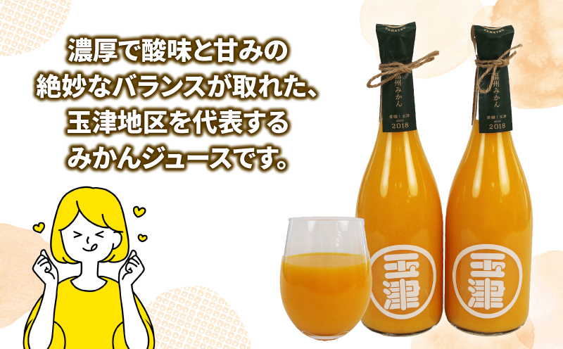 玉津 みかんジュース 温州みかん 720ml× 2本 玉津柑橘倶楽部 先行予約 100％ジュース ストレートジュース ジュース 愛媛みかん 愛媛蜜柑 愛媛ミカン うんしゅう みかん mikan 果物 フルーツ 柑橘 濃厚 甘い 甘味 蜜柑 産地直送 数量限定 国産 愛媛 宇和島 H010-072049