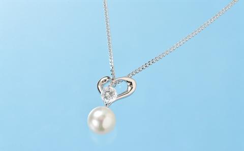 真珠 ハート デザイン パール ペンダント 7.5 - 8.0 mm 井上真珠店 ジルコニア シルバー ネックレス アクセサリー ファッション ジュエリー akoya アコヤ真珠 本真珠 高級 プレゼント 贈り物 贈答品 贈答用 特産品 国産 愛媛 宇和島 A072-004001