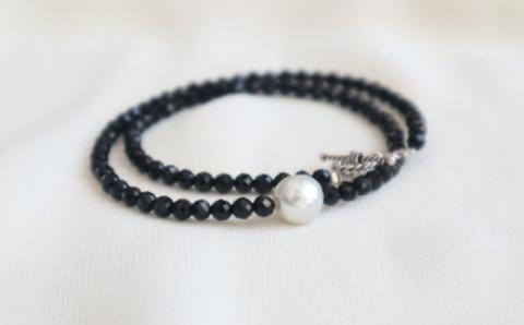 パール 2WAY チョーカー ブレスレット オニキス 42cm 暁工房 ネックレス 真珠 アクセサリー アコヤ真珠 本真珠 ファッション カジュアル 国産 愛媛 宇和島 A060-002008