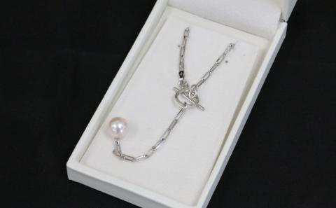 真珠 パールネックレス ペンダント 8.5-9.0mm あこや真珠 ジュエリー マンテルチェーン Y字 Npearl シルバー アクセサリー あこや本真珠 本真珠 パール ネックレス ファッション 特産品 国産 真珠 愛媛 宇和島 A088-166003