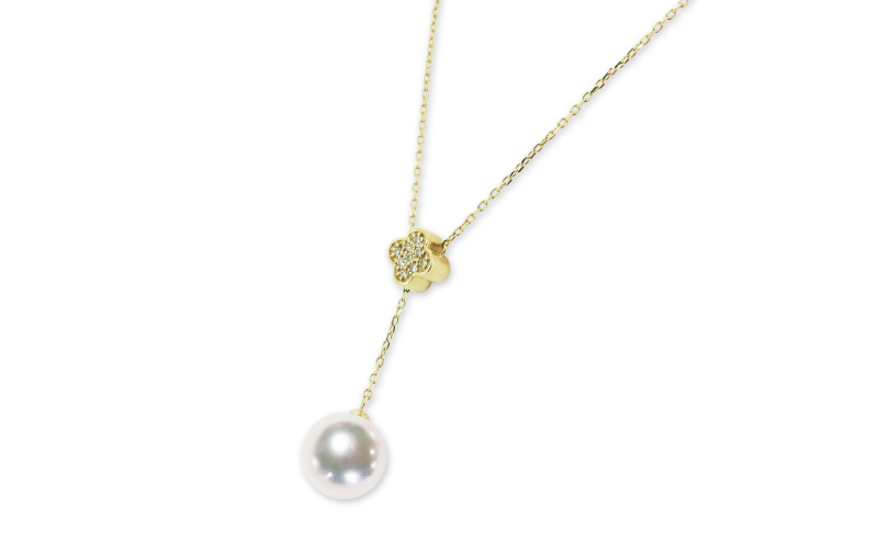 真珠 ペンダント 8.5mm K18 スライドチェーン 天成真珠 パール A660-114021