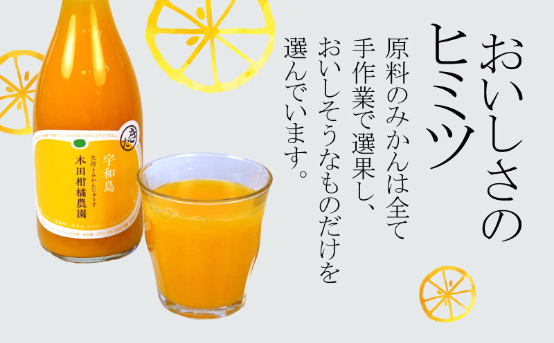 みかんジュース 本物の100％みかんジュース 720ml × 4本 木田柑橘農園 南柑20号 温州みかん 温州蜜柑 みかん mikan ストレート オレンジ 果汁100％ ストレートジュース 果物 くだもの フルーツ ギフト プレゼント 国産 愛媛 宇和島 H015-185004