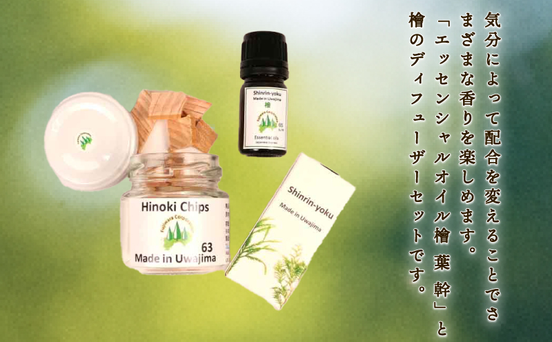 エッセンシャルオイル アロマスプレー 檜チップ セット 各1本 フジワラコーポレーション アロマ アロマオイル グッズ ひのき 檜 杉 すぎ 天然 ギフト 国産 愛媛 宇和島 K012-077002