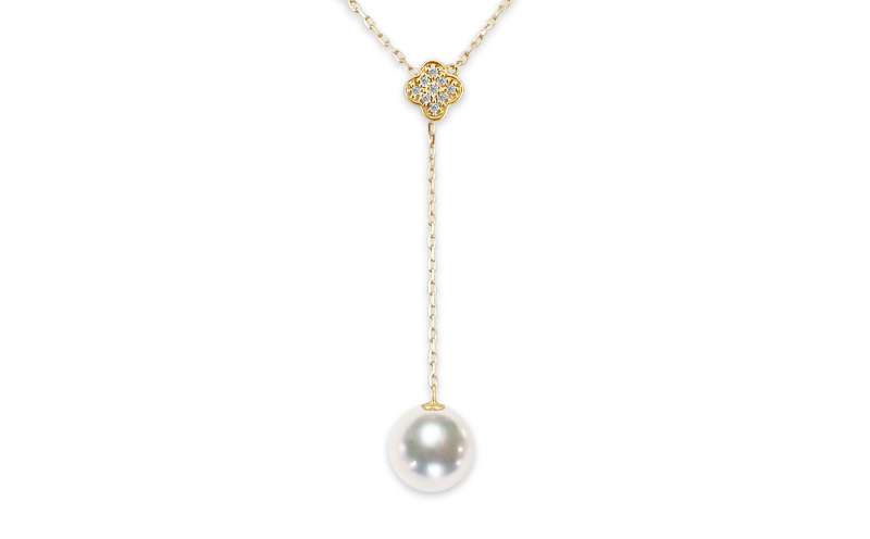 真珠 ペンダント 8.5mm K18 スライドチェーン 天成真珠 パール A660-114021