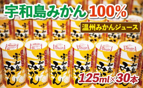 【100%ジュース】 宇和島 みかん ジュース 125ml ×30本 愛工房 温州 蜜柑 mikan 果物 くだもの フルーツ ストレート 紙パック 柑橘 国産 愛媛 宇和島 H020-034002