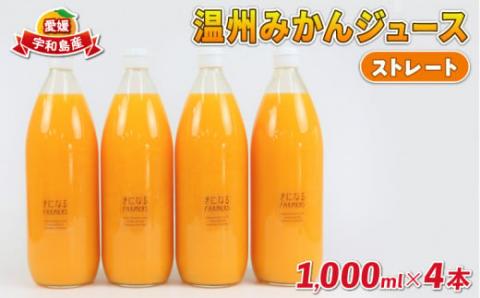 みかんジュース 果汁100% ストレート 温州みかん ジュース 1000ml × 4本 誉農園 先行予約 ジュース 飲料 柑橘 みかん 蜜柑 ストレートジュース 100%ジュース 果物 くだもの mikan 愛媛みかん 愛媛蜜柑 フルーツ 数量限定 国産 愛媛 宇和島 H012-138001