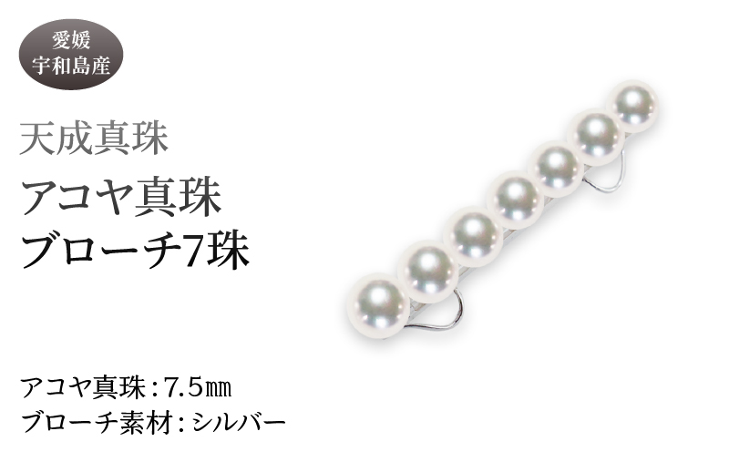 真珠 ブローチ 7.5mm 7珠 天成真珠 パール A250-114017