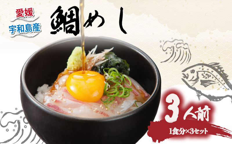 鯛めし 3食 セット 薬味 付き 有限会社 アクアプラス 生鯛めし 真鯛 鯛 マダイ タイ tai 刺身 お刺身 刺し身 丼 丼ぶり 海鮮丼 郷土料理 鯛飯 海鮮 人気 海の幸 魚介 水産 人気加工品 冷蔵 小分け パック お手軽 便利 簡単 調理 乗せるだけ ごま のり 産地直送 国産 愛媛 宇和島 D010-090007