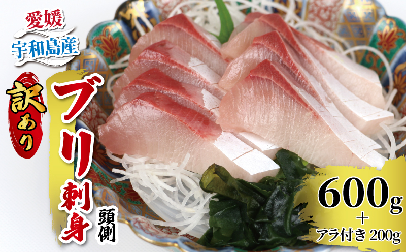 ぶり 訳あり 鰤 ブリ 刺身 頭側 600g アラ付き 200g 計800g 河野鮮魚店 お刺身 刺し身 お刺し身 養殖 漬け丼 茶漬け ぶり大根 鰤しゃぶ ぶりしゃぶ ブロック 真空パック 新鮮 魚介 海鮮 海産物 冷凍 数量限定 産地直送 国産 愛媛 宇和島 D010-177005