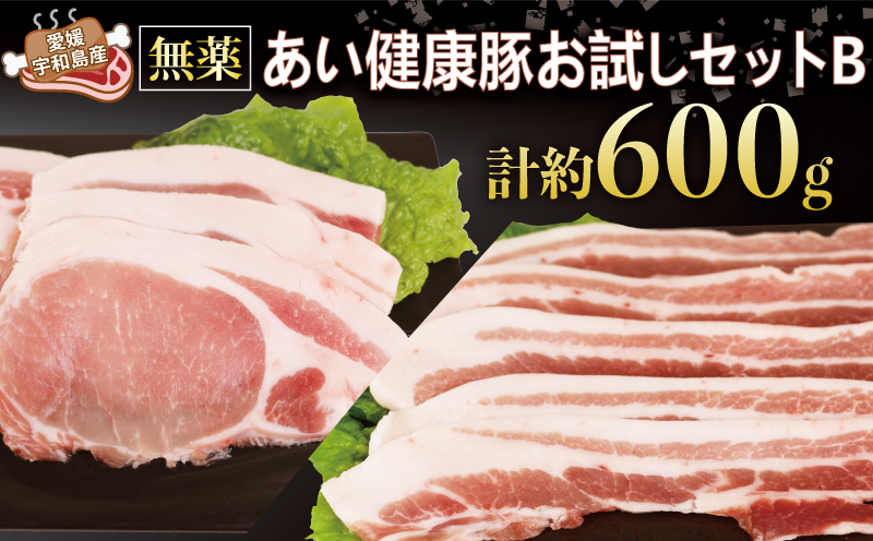 無薬 豚肉 お試し セット B 計600g バラ 上  厚切り 300g 厚切り ロース 300g あい健康豚 niku 豚 ぶた ぶたにく バラ肉 ブランド豚 真空パック お肉 肉 ステーキ しゃぶしゃぶ 豚しゃぶ 焼き肉 焼肉 冷凍 国産 愛媛 宇和島 E012-154002