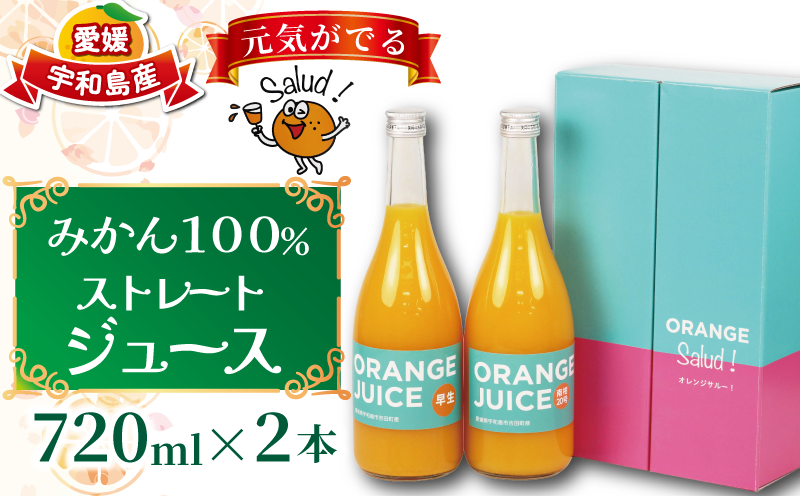 ジュース 元気がでる みかん 100％ ストレート ジュース 早生 南柑20号 各720ml × 2本 セット ORANGE Salud! オレンジサルー わせ 南柑 温州みかん みかんジュース 100%ジュース 蜜柑 mikan フルーツ ジュース 果汁 飲料 果物 くだもの 数量限定 国産 愛媛 宇和島 H010-196001