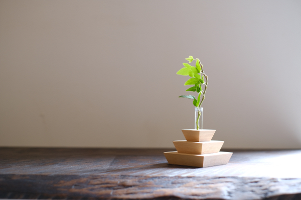 一輪挿し 木製 ひのき 組み合わせ自由 家具屋アカトシロ ニッポンノシキ(R) ミドリ｜B54