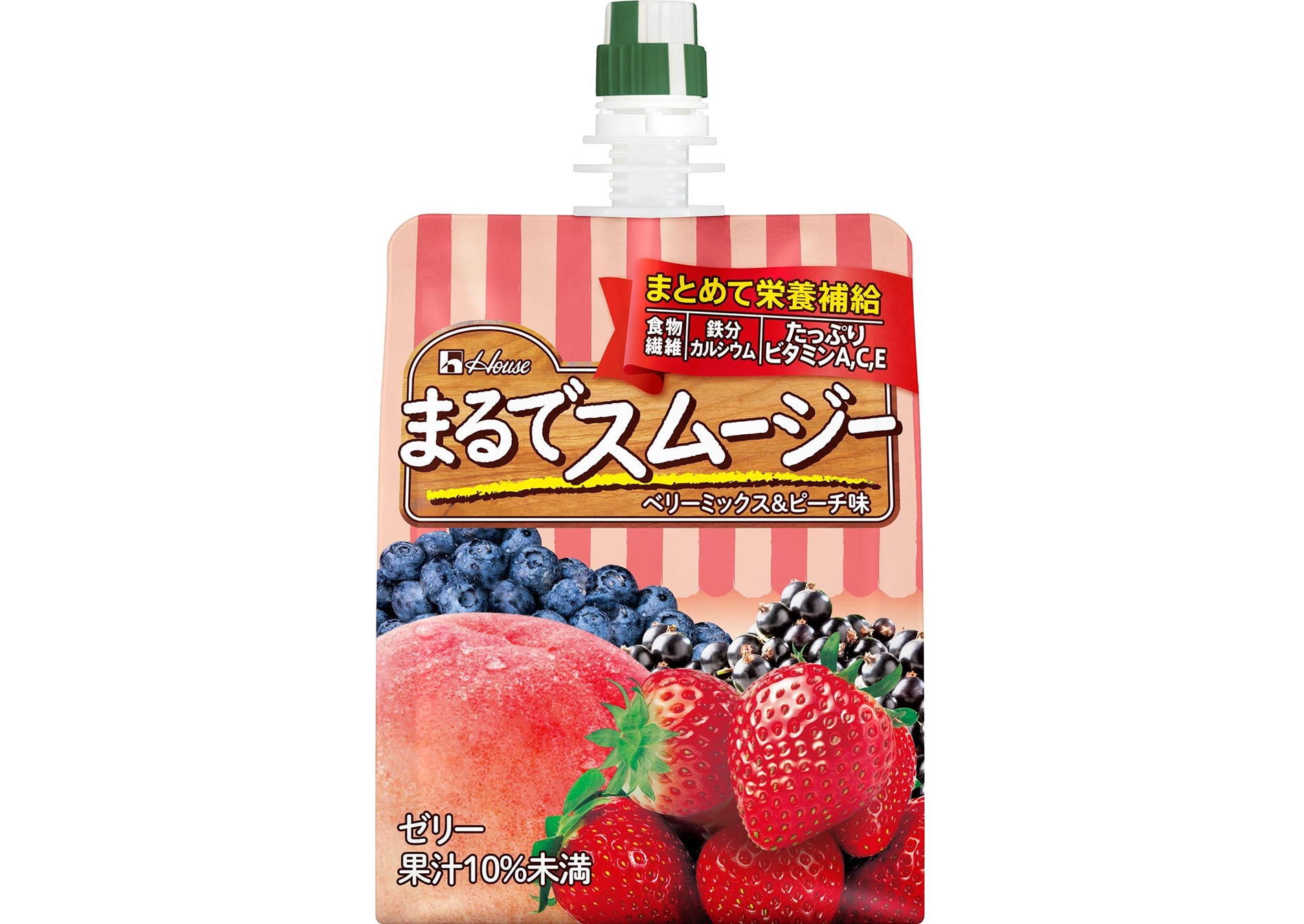 ハウス まるでスムージー ベリーミックス＆ピーチ味150gパウチ×1ケース（全24本）| C101