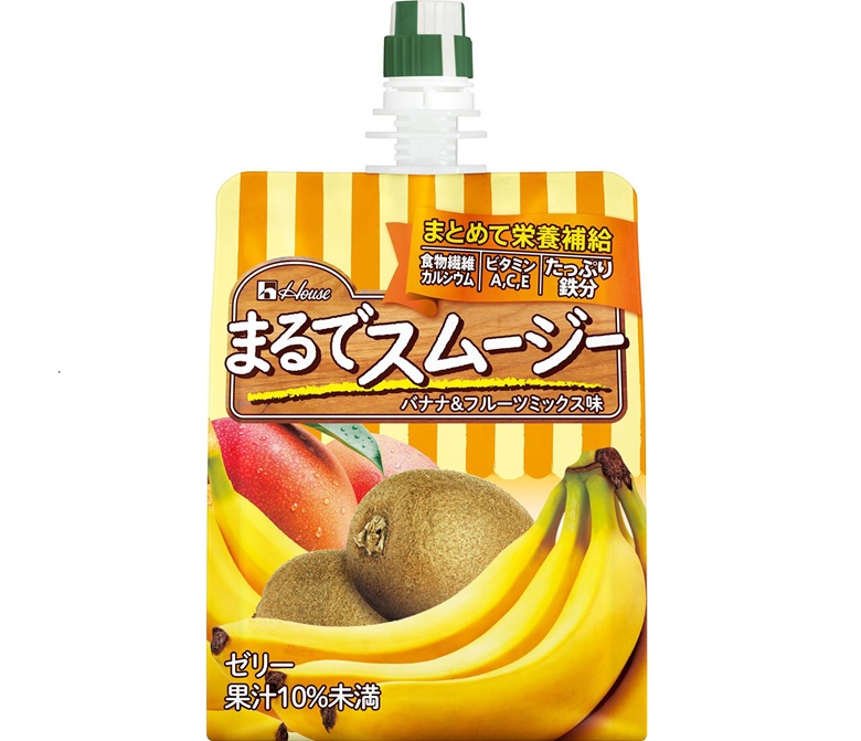ハウス まるでスムージー バナナ＆フルーツミックス味150gパウチ×1ケース（全24本）| C102