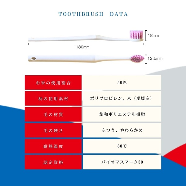 歯ブラシ お米歯ブラシ ライスクリーン やわらかめ 6本 【3色×2本】 お米でできた歯ブラシ オーラルケア ハブラシ 山陽物産｜B440