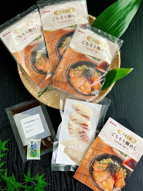 ごちそう鯛めし４食セット 真鯛 宇和島風 生鯛めし 郷土料理 鯛 切り身 刺身 冷凍 鯛めし 愛媛県 国産 マルトモ｜B474