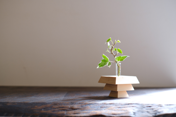 一輪挿し 木製 ひのき 組み合わせ自由 家具屋アカトシロ ニッポンノシキ(R) ミドリ｜B54