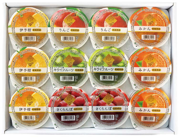 ゼリー ギフト 詰め合わせ 12個 お中元 愛媛県 みかん キウイ 伊予柑 青森産 りんご 山形産 さくらんぼ フルーツゼリー 果物 果汁 果実 フルーツ おやつ デザート 夏ギフト お取り寄せ なめらか 口溶け 子供 大人 国産 食品 送料無料 | B156