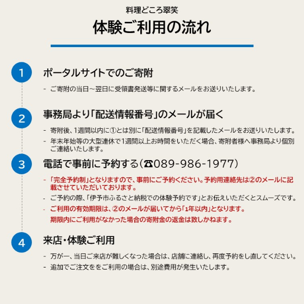 料理どころ翠笑 鱧コース 1人前 伊予市 特産品ハモ｜B165