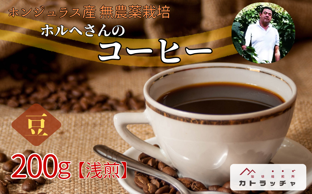 コーヒー 珈琲 飲料 コーヒー豆 200g ホンジュラス産 浅煎り 焙煎 無農薬 ホルヘさんのコーヒー カトラッチャコーヒー焙煎所 香り コク プレゼント ギフト 愛媛 伊予市｜B433