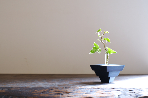 一輪挿し 木製 ひのき 藍染め インディゴ 工芸品 組み合わせ自由 家具屋アカトシロ ニッポンノシキ(R) アオ｜B53