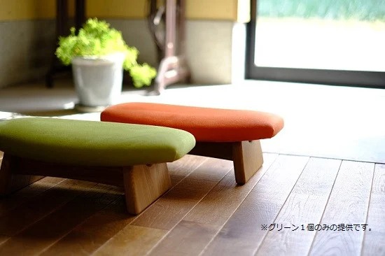 低座椅子 椅子 枕 木製 チェア フットレスト オットマン ソファ 畳 インテリア 国産材 無垢材 フェイスタオル 家具屋アカトシロ ゴイチ(R) スエード（グリーン）｜E04