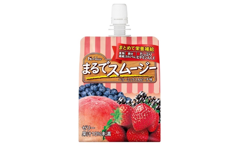 ハウス まるでスムージー ベリーミックス&ピーチ味150gパウチ×1ケース(全24本)|