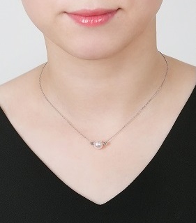 明浜産真珠ペンダント・ファボリ（ホワイトピンク）