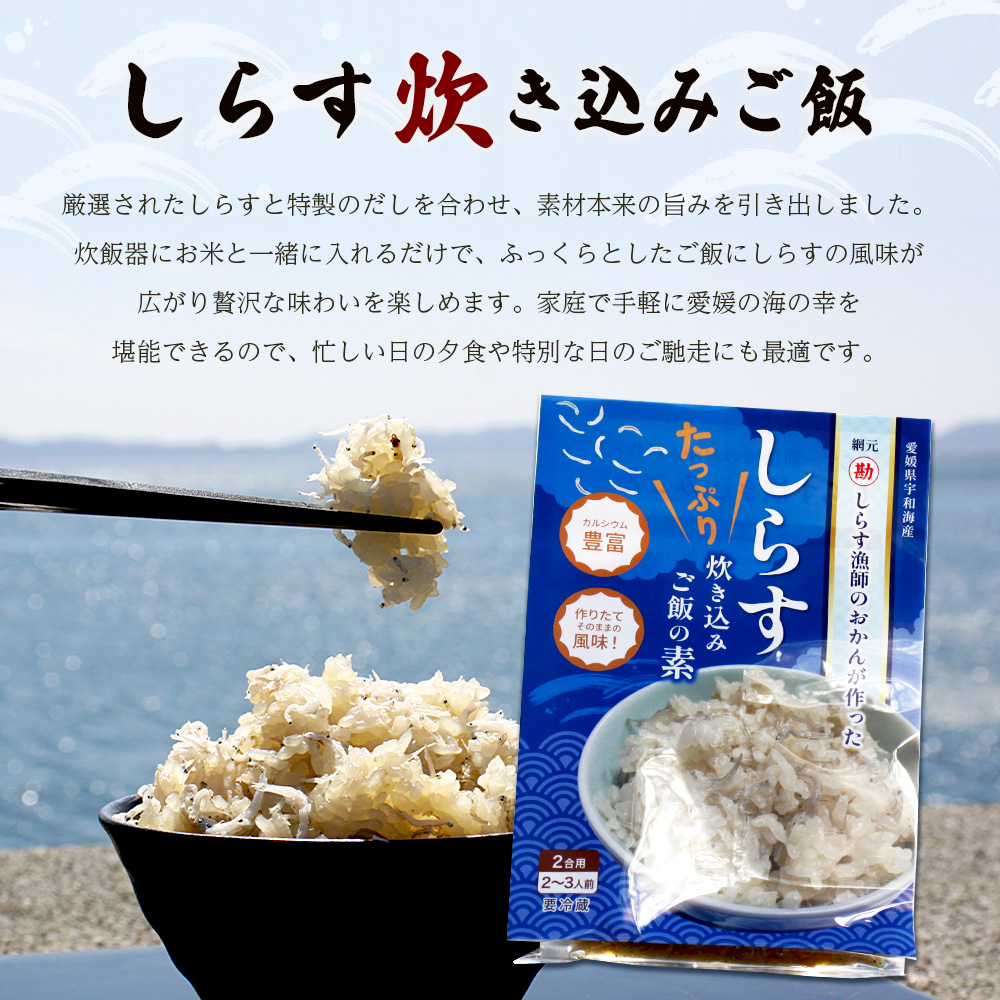 ＜しらす大満足セット 合計4種＞炊き込み 西予市産 ちりめん しらす干し 食べ比べ 健康 詰め合わせ チリメン シラス 魚介 海産物 海鮮 家庭用 贈答用 小分け 国産 特産品 産地直送 濵田水産 愛媛県 西予市