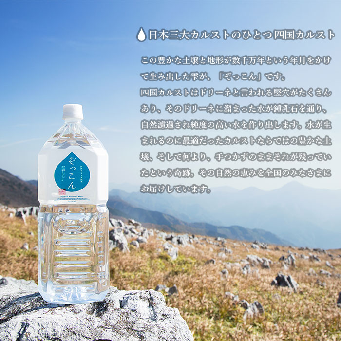 四国カルスト天然水ぞっこん 2L(6本入り)×4ケース 計24本
