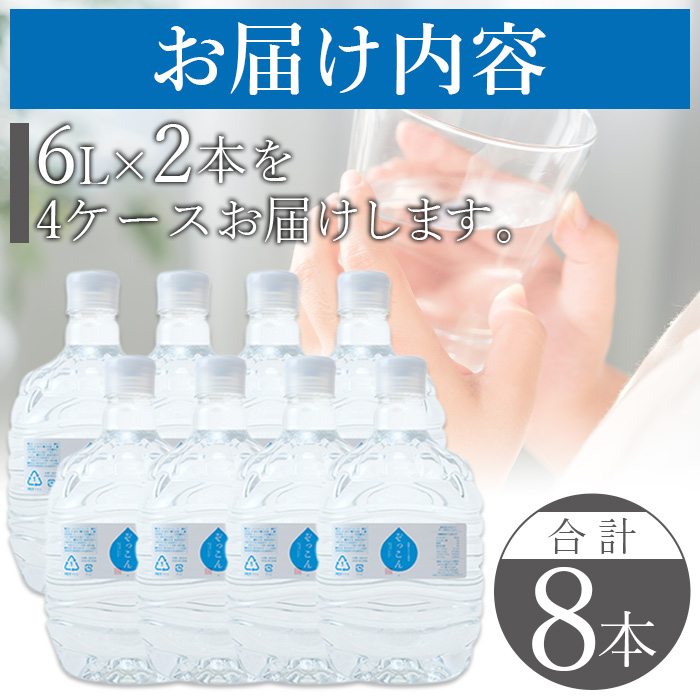 四国カルスト天然水ぞっこん（6L×2本）×4ケース　計8本